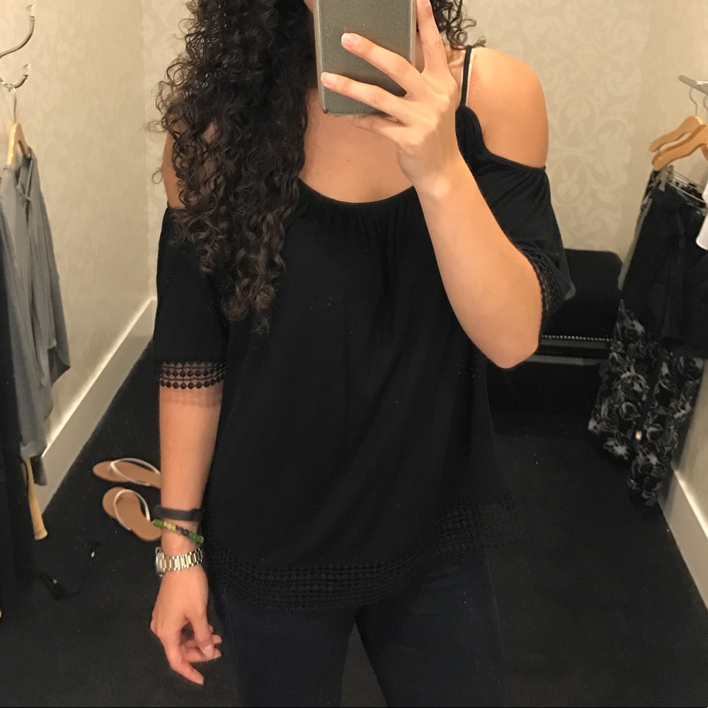 Black Cold Shoulder Top